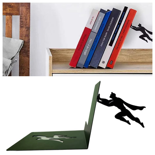 Creative Super Hero Metal Bookends Figurines Desktop Office Storage Display Standing Base Ornament Accessories